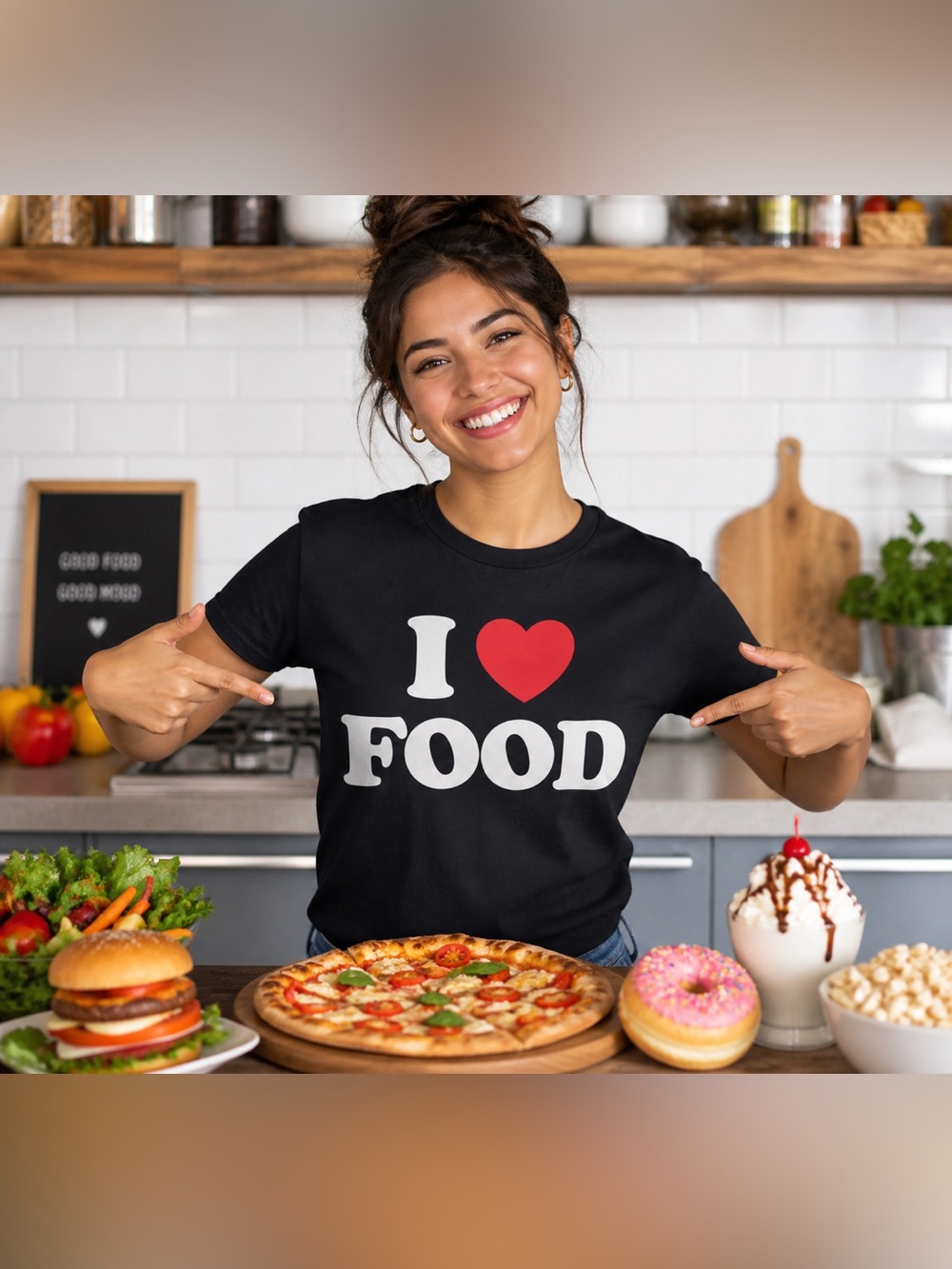 I ❤️ FOOD Graphic Tee – Fun & Casual Statement Shirt 🖤